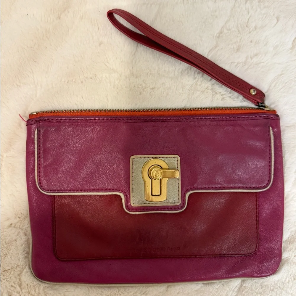Vintage Y2K‎ Juicy Couture 100% Leather Color Block Wristlet